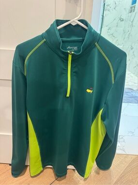 Masters Men’s Dark Green & Lime Quarter-Zip size L